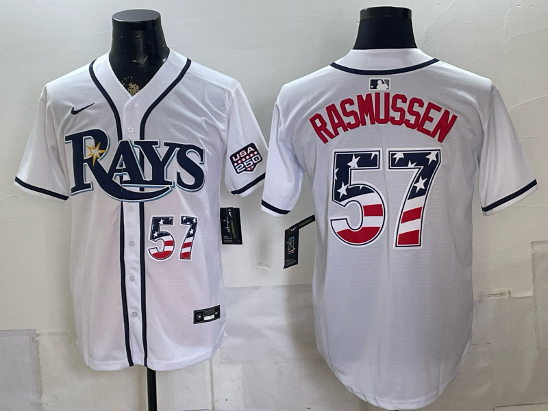 Men 2025 Tampa Bay Rays #57 Rasmussen White Game Nike MLB Jersey 0726003->tampa bay rays->MLB Jersey